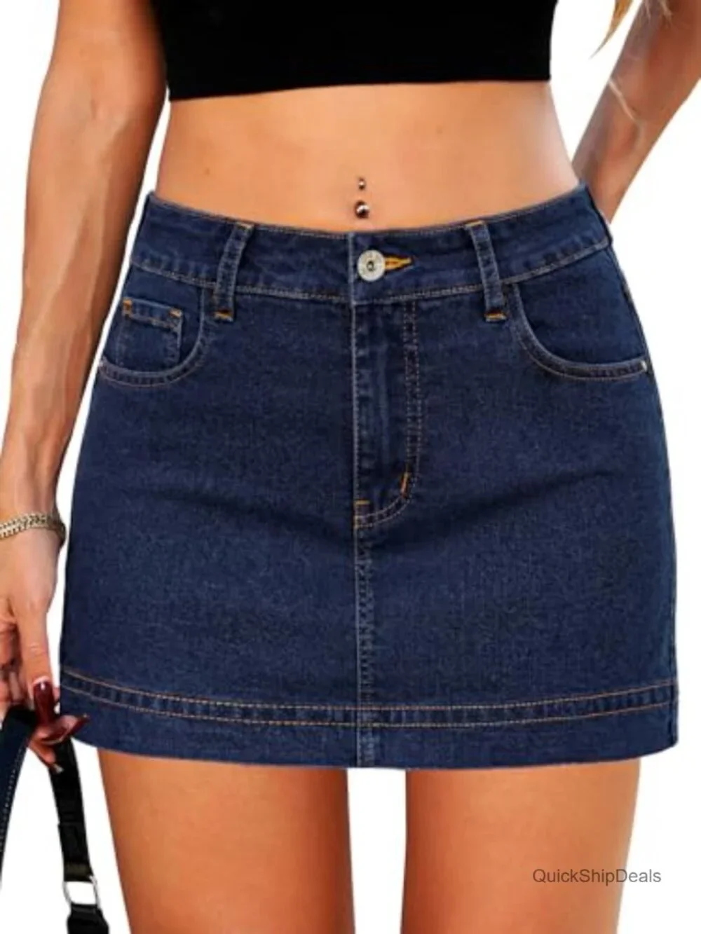 Women Denim Skort with Built-in Shorts High Waist Y2K Mini Skirt Stretchy